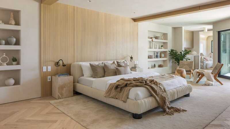 Modern bedroom with natural materials