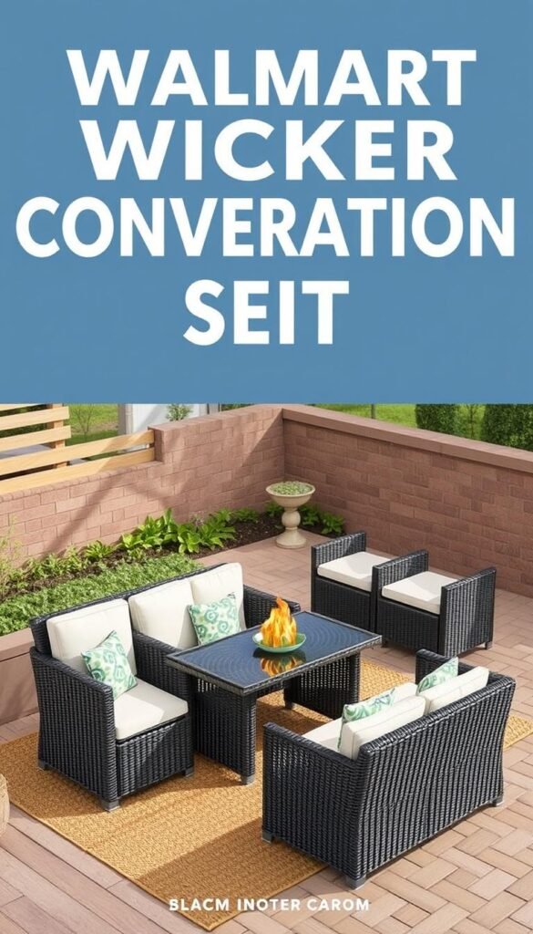 An image of a Walmart Wicker Conversation Set, highlighting its modular design and comfortable seating. An image of a Walmart Wicker Conversation Set, highlighting its modular design and comfortable seating.