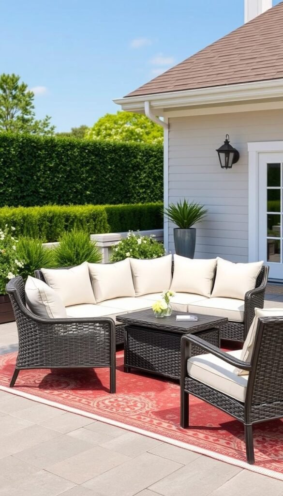 An image of the Devoko Wicker Patio Conversation Set, showcasing its stylish design and weather-resistant construction. An image of the Devoko Wicker Patio Conversation Set, showcasing its stylish design and weather-resistant construction.