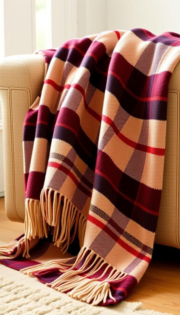 Cozy throw blanket in plaid pattern