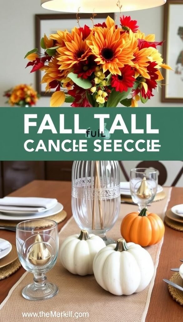 Create a budget-friendly table centerpiece for fall using dollar store items