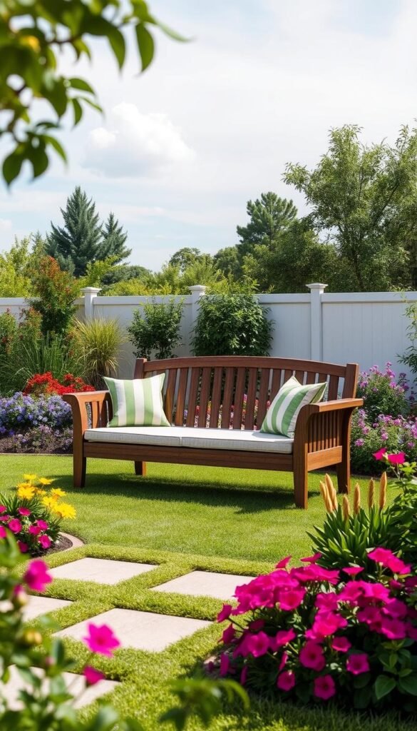 Generate an image of the Article Calicut Coast Loveseat Set in a beautifully landscaped garden. Generate an image of the Article Calicut Coast Loveseat Set in a beautifully landscaped garden.