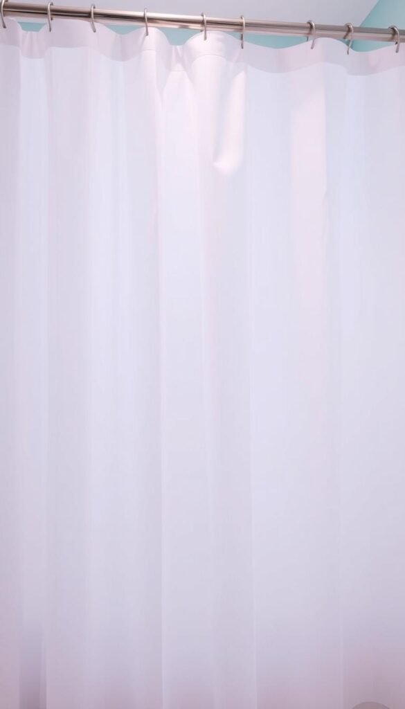 Image of a pastel-colored shower curtain Image of a pastel-colored shower curtain