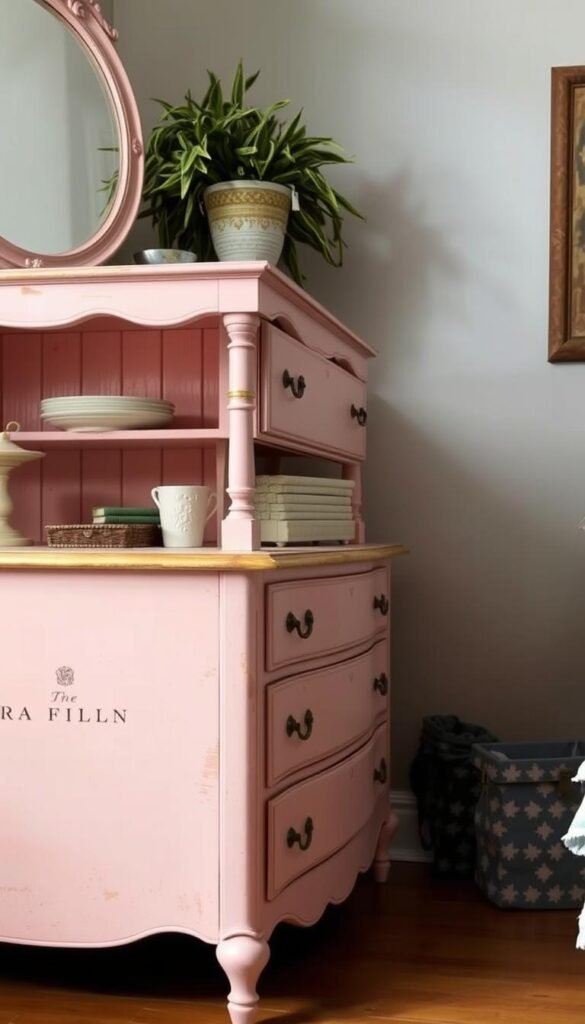 Paint an old dresser in blush tone Paint an old dresser in blush tone