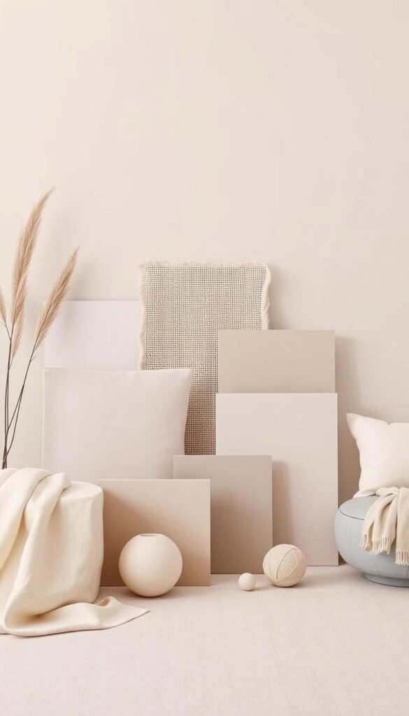 A minimalistic arrangement of harmonious neutral color palettes, meticulously curated to showcase the versatility and timeless appeal of designer-approved color combinations. The foreground features a clean, contemporary composition of various shades of beige, ivory, and soft gray, seamlessly blended to create a sense of balance and sophistication. The middle ground introduces subtle textural elements, such as woven fabrics or natural materials, to add depth and visual interest. The background maintains a simple, understated tone, allowing the focal point of the color combinations to take center stage. Soft, diffused lighting casts a warm, inviting glow, accentuating the refined elegance of the scene. The overall atmosphere exudes a sense of timeless sophistication and refined simplicity, perfectly aligning with the article's subject and section title.