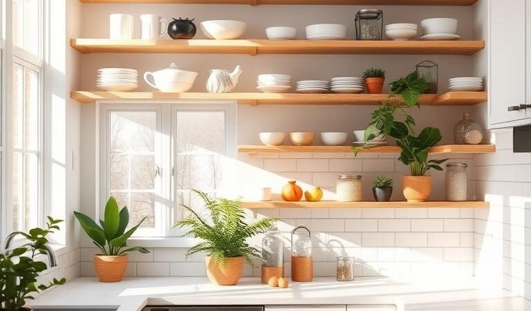 Bright, Airy Kitchen Design with * Open Shelving Kitchen Decor