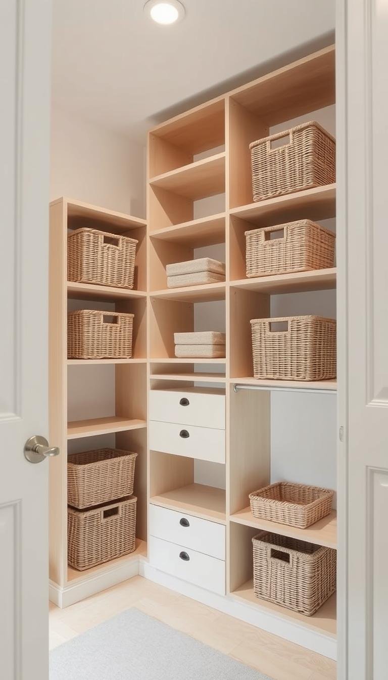Optimize Small Closets with Space-Saving Shelves and Baskets