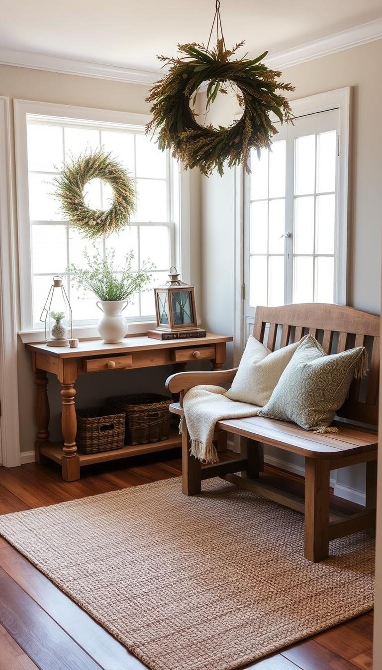 Warm Farmhouse Entryway Decor to Greet Guests